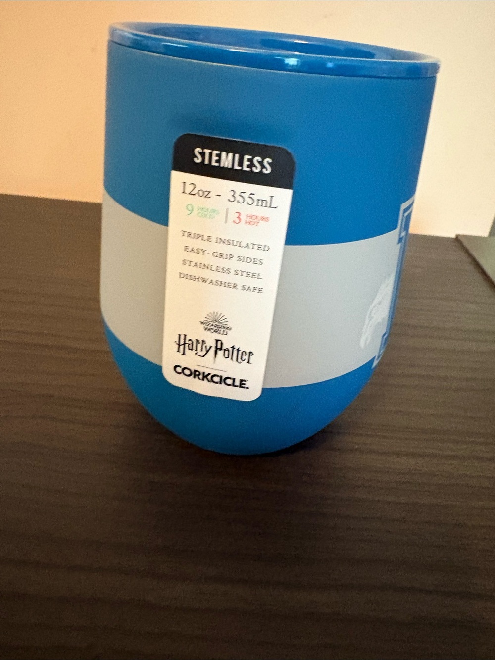 Harry Potter Corkcicle Blue Insulated Stemless Tumbler with 'R' Ravenclaw - Picture 3 of 7